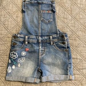 Embroidered denim overalls medium